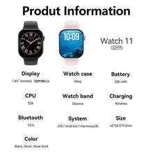 PANDA 1.85" HD Full Touch Screen Smart Watch, Unisex, IP68 Waterproof, Supports Calling, Pedometer, Calorie Counting, Multiple Sports Modes, Message & Call Notifications, Multi-Functional Smartwatch For Android/IOS, Christmas Gift - Black - View 5