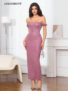 Đầm dạ hội màu xám hoa hồng tím, không tay, hở vai, đính sequin và hạt cườm, ôm sát người, bóng bẩy, thích hợp cho các bữa tiệc, đám cưới, kỳ nghỉ, họp mặt và các dịp khác. - Màu hồng gỉ - Xem 6