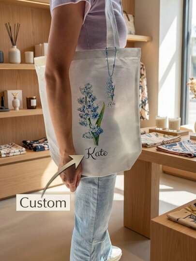 1 pieza Regalos de flores de cumpleaños personalizados, bolsas de lona personalizadas y llaveros a juego - Perfecto para su cumpleaños, su madre, su mejor amiga o cualquier madre - Ideas de regalo lindas y creativas.