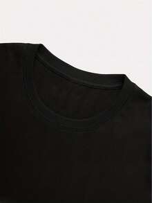Bear And Letter Print T-Shirt, Short Sleeve, Crew Neck, Casual Tops For Summer And Spring, Women's Clothing-X - Black - View 3