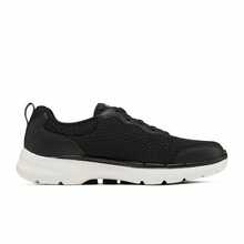 Skechers 女士 GO WALK 6 系带运动鞋，轻便舒适，减震透气网面休闲运动鞋 - 黑與白 - 查看 3