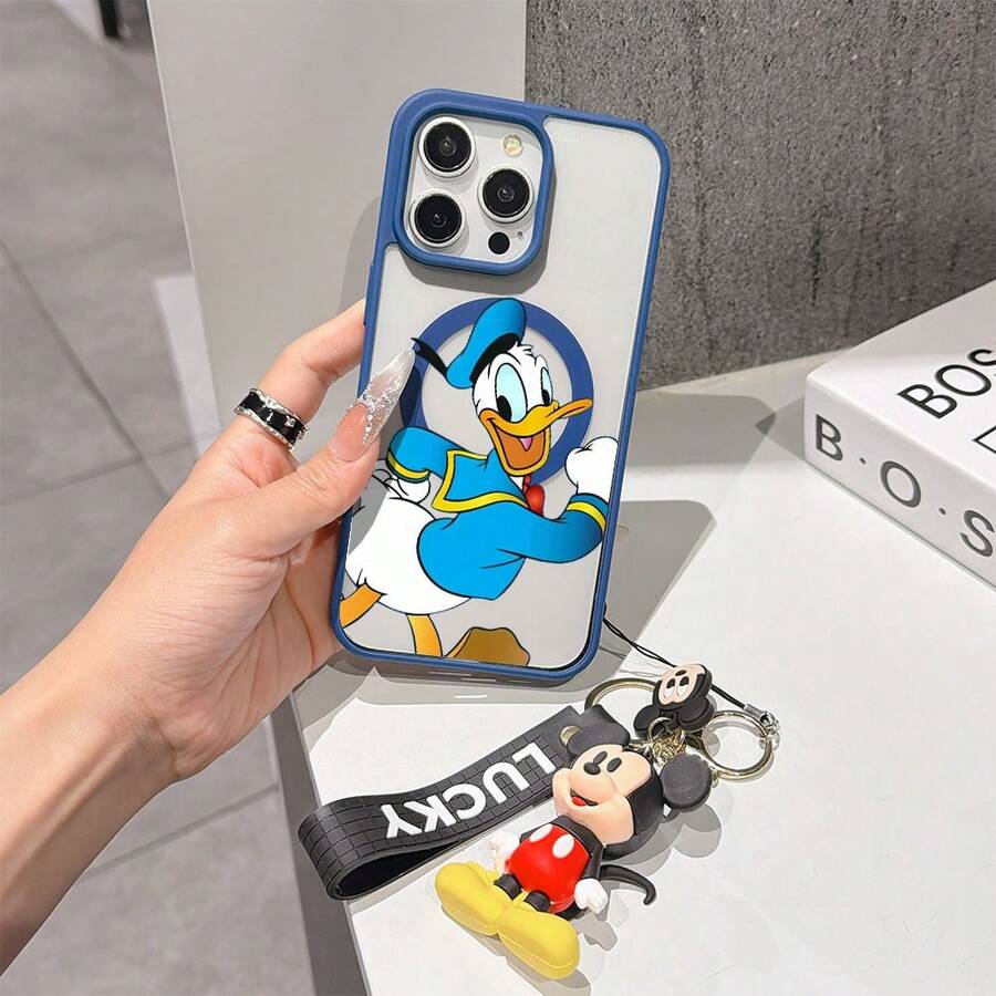 This Disney Mickey Mouse Pattern Lanyard Phone Case Features A Strong Magnetic Closure And Full Coverage Of Acrylic And TPU Material. It's Shockproof, Lightweight, And Suitable For IPhone17/16/11/13/15/15 Plus/15 Pro/15 Pro Max/12/14 Pro Max/11 Pro Max/12 Pro/12 Pro Max/13. It's A Popular Birthday Gift, Business Gift, Durable, Stain-Resistant, And Fingerprint-Resistant New Phone Case For Men And Women. It Also Includes A Mickey Mouse Phone Case And Mickey Mouse Doll Bracelet. Compatible With SamsungGalaxy S20, S21, S22, S23, And S24 Series. It's The Perfect Gift For Friends And Family. This Stylish Phone Case Is Fun, Lightweight, And Durable. IPhone17 Pro Max Phone Case, Minnie Phone Case. - Màu xanh lam - Xem 1