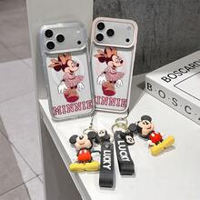 This Disney Mickey Mouse Pattern Lanyard Phone Case Features A Strong Magnetic Closure And Full Coverage Of Acrylic And TPU Material. It's Shockproof, Lightweight, And Suitable For IPhone17/16/11/13/15/15 Plus/15 Pro/15 Pro Max/12/14 Pro Max/11 Pro Max/12 Pro/12 Pro Max/13. It's A Popular Birthday Gift, Business Gift, Durable, Stain-Resistant, And Fingerprint-Resistant New Phone Case For Men And Women. It Also Includes A Mickey Mouse Phone Case And Mickey Mouse Doll Bracelet. Compatible With SamsungGalaxy S20, S21, S22, S23, And S24 Series. It's The Perfect Gift For Friends And Family. This Stylish Phone Case Is Fun, Lightweight, And Durable. IPhone17 Pro Max Phone Case, Minnie Phone Case. - 粉色 - 查看 3