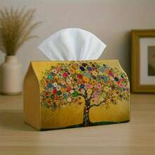 1pc Life Tree Printed Tissue Box, Nordic Style Creative Facial Tissue Holder For Living Room, Bedroom, Car, Multifunctional Paper Towel Storage Box - Multicolor - View 8