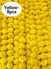 [2/3/4/6/8 Piezas] Guirnalda artificial de flores de caléndula de 1,5 m, amarilla, adecuada para Diwali, bodas, decoración del hogar - Amarillo - Ver 9
