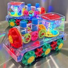 Kids Trains Toy, Boys' Obstacle-Avoiding Sensory Gear Train, With Music And LED Lights (Batteries Not Included), A Great Gift For Boys And Girls - Transparent Gear Train - View 12