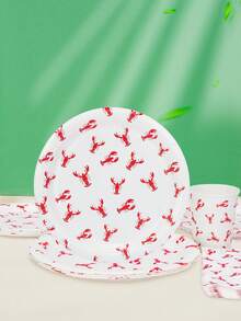 10pcs/20pcs/50pcs/80pcs Red & White Crawfish Party Paper Supplies, Red Crawfish Print Tableware Set Including 7"/9" Paper Plates, Paper Cups, 6.5" Napkins, Summer Seafood Party Decor, Crawfish Theme Birthday Party, Holiday Dinner, Wedding Supplies, Suitable For Both Men And Women - Multicolor - View 6