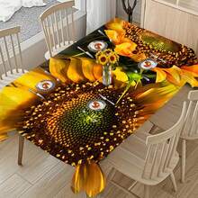 1/4/6/36pcs Sunflower Decor Series Pattern, Elastic Tablecloth & Chair Cover Set, Suitable For Home Kitchen, Party, Holiday Decoration, Indoor/Outdoor Dining Table And Chair Decor, Multi-Occasion All Season - Multicolor - View 6