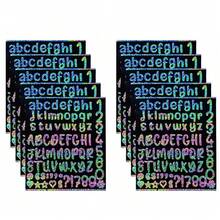 10套（1000张字母+数字+符号贴纸）1英寸手写字母金色和银色元音节日礼物创意DIY文具毕业季DIY字母和数字贴纸（金色，银色） - 彩色鐳射 - 查看 9