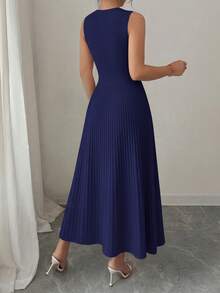 PRETTYGARDEN Women's Summer Dresses Casual  Business Work Midi Sleeveless A Line Pleated Evening Elegant Dresses Cocktail Wedding Guest Graduation Dress Dresses For Women - 藏蓝色 - 查看 2