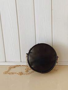 Fashionable 3D Lace Flower Round Handbag, Cute Unique Multi-Purpose Chain Shoulder/Crossbody Bag - Black - View 7