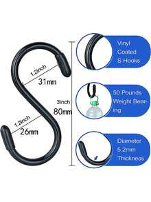 1pc/10pcs S-Shaped Hanger - Multi-Functional Metal Clothes Hooks For Kitchen, Workshop, Bathroom And Garden Bathroom Accessories Bathroom Tools - Black - View 6