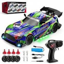 Coche de carreras con control remoto a escala 1/24, vehículo de carreras 4WD, luces LED de alta velocidad, juguetes para niños, juego multijugador, regalos para niños - Color aleatorio - Ver 11
