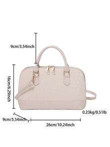 2025 New European And American Fashion Embossed Shell Handbag, Suitable For Teenage Girls, Female College Students, White-Collar Workers, Suitable For Office, School, Work, Business, Commuting, Outdoor, Travel, Outing - White - View 10
