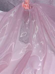 1pc White Solid Color Organza Fabric, Glass Yarn Hanfu Dress, Bridal Gown Fabric, Suitable For Wedding Dress, Crafts, Decorations, Backdrops, Craft Supplies - Pink - View 1