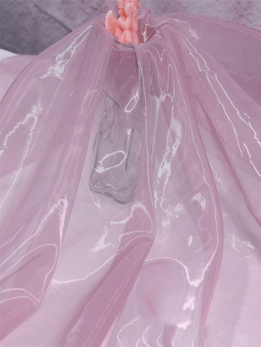 1pc White Solid Color Organza Fabric, Glass Yarn Hanfu Dress, Bridal Gown Fabric, Suitable For Wedding Dress, Crafts, Decorations, Backdrops, Craft Supplies - Pink - View 1