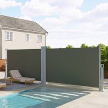 Toldo lateral retráctil de 71x236inch para patio, toldo de protección de pantalla retráctil, divisor de privacidad plegable impermeable y resistente a los rayos UV, para patio, balcón y piscinas, gris - Gris - Ver 3