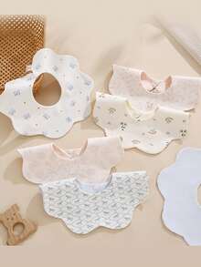 Bộ 5/3 chiếc yếm ăn cho bé bằng cotton hai mặt chất lượng cao, dễ thương, thiết kế cánh hoa xoay được. - Nhiều màu - Xem 3