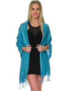 Shawls And Wraps Evening Dresses, Large Soft  Wedding Shawl - Turquoise - 查看 3
