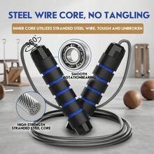 Premium 3M Adjustable Blue Steel Wire Jump Rope For Aerobic Exercise Cardio Training And Slim Body Tangle-Free 360 Ball Bearing Rapid Speed Cable Home Gym Workout Equipment Travel Essential For Men Women Adults - Blue - View 9