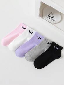 5 Pairs Women's Casual Sports Ankle Socks, Soft & Comfortable, Moisture-Wicking & Odor-Resistant, Suitable For Daily Leisure And Outdoor Activities, Spring/Summer - Multicolor - View 5