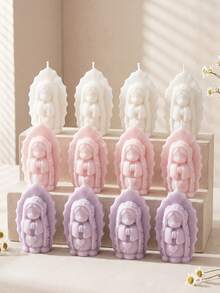 1/4 Paquet de bougies en cire de soja mignonne en forme de cœur avec Vierge Marie, disponible en blanc ivoire, bleu clair, pêche douce et lavande pâle. Décoration d'intérieur, cadeau de fête des mères à la mode, cadeau de remise des diplômes 2026 (pour elle), décoration de bureau, centre de table de mariage, bougie de prière catholique, bougie d'aromathérapie de méditation, décoration d'autel, baptême/confirmation, cadeau pour maman, petite amie, épouse - Vierge Marie mignonne en dessin animé - Voir 7