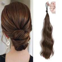 Tóc giả đuôi ngựa màu đen tự nhiên kiểu kẹp kèm băng đô, phù hợp cho phụ nữ sử dụng hàng ngày và trong những dịp đặc biệt, dễ đeo, dài 18 inch. - Nhiều màu - Xem 9