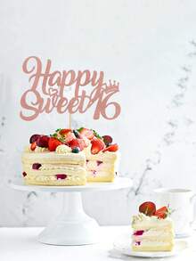 1 pieza Decoración de pastel de 16 cumpleaños feliz y dulce - Corona - Adecuado para pastel con tema de princesa para 16.º aniversario, decoración de fiesta de 16.º cumpleaños - Ver 7