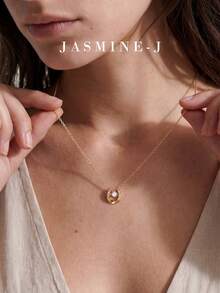 1 pieza Collar de plata de ley S925 con circonita, collar con letra U, collar de herradura, hipoalergénico, collar de mujer simple y elegante, collar de oro, joyería de plata de ley, regalo de compromiso, regalo del Día de la Madre, el regalo perfecto para ella - Multicolor - Ver 12