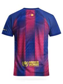 Áo bóng đá nam Barcelona mùa giải 25/26 sân nhà, thiết kế riêng theo yêu cầu, in tên và số, áo thể thao cổ tròn thoải mái, mềm mại và nhẹ, phù hợp cho tập luyện bóng đá, mặc thường ngày và làm quà tặng. - Nhiều màu - Xem 3