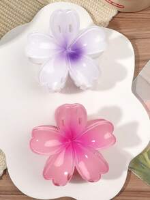 2个渐变粉紫色花朵发夹，可爱发夹，适合盘发、半扎发等各种发型，适合温柔、甜美、少女、自然风格，也适合海滩、郊游、派对等夏季发饰，沙滩发夹，度假发夹，优雅发饰 - 彩色 - 查看 4