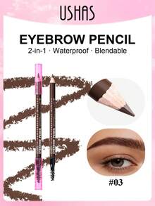 USHAS 2-In-1 Professional Eyebrow Pencil & Spiral Brow Brush, Waterproof & Sweat-Proof, Long-Lasting, Precise Shaping, Fine Powder Texture, Beginner-Friendly, Essential For Daily Makeup - #03 Medium Brown - View 7