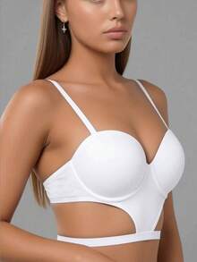 1 chiếc áo ngực không dây màu trắng gợi cảm, áo ngực nâng ngực vô hình dành cho ngực nhỏ, áo ngực không dây hình chữ U - trắng - Xem 13