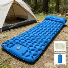 1pc Inflatable Sleeping Pad With Pillow, Suitable For Camping - Built-In Foot Pump, Repair Patch Included, Quick Inflation, Can Be Used In Pools, Upgraded Ultra-Light Design, Durable And Compact Sleeping Pad, Moisture-Proof Air Mattress, Suitable For Backpacking, Hiking, Travel And Camping. - Multicolor - View 2