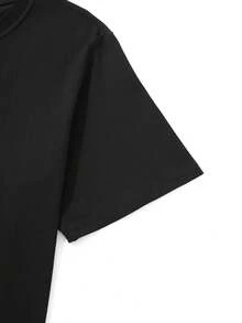 Camiseta para hombre 100% algodón 180g, cuello redondo, estampado de letras de Nueva York, mangas cortas transpirables, ajuste regular, ideal para ropa casual y actividades al aire libre, resistente y lavable a máquina - Negro - Ver 3