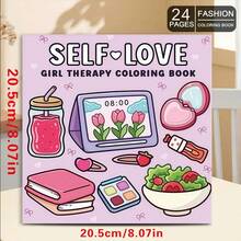 24 Pages (120gsm Thick Paper) Upgraded Deluxe Edition Girl's Healing Coloring Book, Suitable For Adult Relaxation, Family Gatherings And Holiday Decorations (Easter, Thanksgiving, Christmas, New Year, Valentine's Day), Mini Monochrome Adult Coloring Book, Creative Entertainment, Cute Designs, Artistic Illustrations, High-Quality Smooth Paper, Mini Sketchbook, Hand-Drawn Patterns - Single Piece - View 2