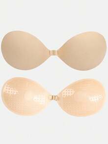 2/4pcs Round Silicone Nipple Covers, Breathable Invisible Strapless Reusable Nude/Black Breast Petals, Suitable For Backless Outfits - Multicolor - View 3