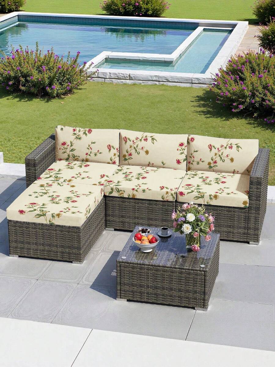 1pc Tropical Rainforest Leaf Print Milk Silk Sofa Seat Cushion Cover, High Elasticity Dust-Proof Washable Sofa Slipcover For All Seasons, Suitable For Patio, Garden, Pool Side And Various Occasions, Sold Individually