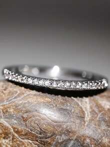 1pc Delicate Pave Wave Crown Shaped Ring, Niche Design Versatile Commuter Ring Accessory, Suitable For Daily Wear & Gift - Ring - View 4