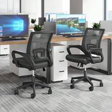 Office Desk Chair - Ergonomic Mid Back With Lumbar Support & Rocking Mode, Height Adjustable With Fixed Armrest, Storage Back For Computer, Gaming, Conference, Meeting, 360° Swivel, Black - Black - View 8