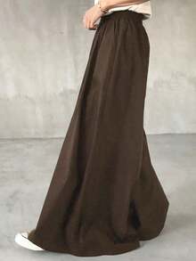 Pantalones de pierna ancha y holgada para mujer, incluyendo el estilo culotte negro, diseñados para la temporada de primavera. - Caqui - Ver 9