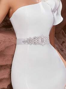 1 Piece Vintage Waist Cinch, Handmade Wedding Belt, Ribbon Bow Waist Decoration, Women's Bridesmaid Dress Sash - Ivory - View 7