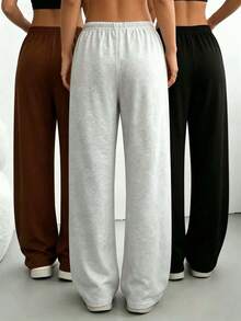 Bộ 3 quần jogger ống rộng nữ, cạp chun, ống rộng, dài đến mắt cá chân, phù hợp cho mọi mùa, phong cách thường ngày thanh lịch. - Nhiều màu - Xem 4