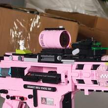Cyberpunk Style Creative Tactical Weapon Brick Model, Available In Purple, Pink And Green Color Schemes, Realistic Vector Firearm Design With Magazine And Sight Details, Collectible Construction Blocks Suitable For Enthusiasts, Room Decor And Birthday Gifts - Light Machine Gun Model - View 7
