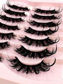 7 Pairs Russian Strip Lashes Natural Looking Soft & Fluffy Mink Lashes 3D False Eyelashes Russian Volume Eyelashes Fake Eyelashes Dramatic Messy Mink Lashes Wispy Long Foxy Eye Lifting Look Eyelash Extension Kit Full Eyelash Strip To Lengthen And Volumize The Outer Corner Of Your Eye Beauty Makeup - 黑色 - 查看 3