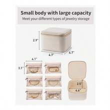 6+1 Luxury Leather Jewelry Box, Necklace Ring Earring Jewelry Storage Box, Gift Box For Women, Holiday Gift - Off White - View 12