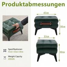 Portable Footstool In Green Leather With Metal Legs. Multifunctional Footstool. Multi-Purpose Shoe-Changing Stool For Living Room And Bedroom. Simple Design, Suitable For Various Interior Styles. - 綠色 - 查看 8