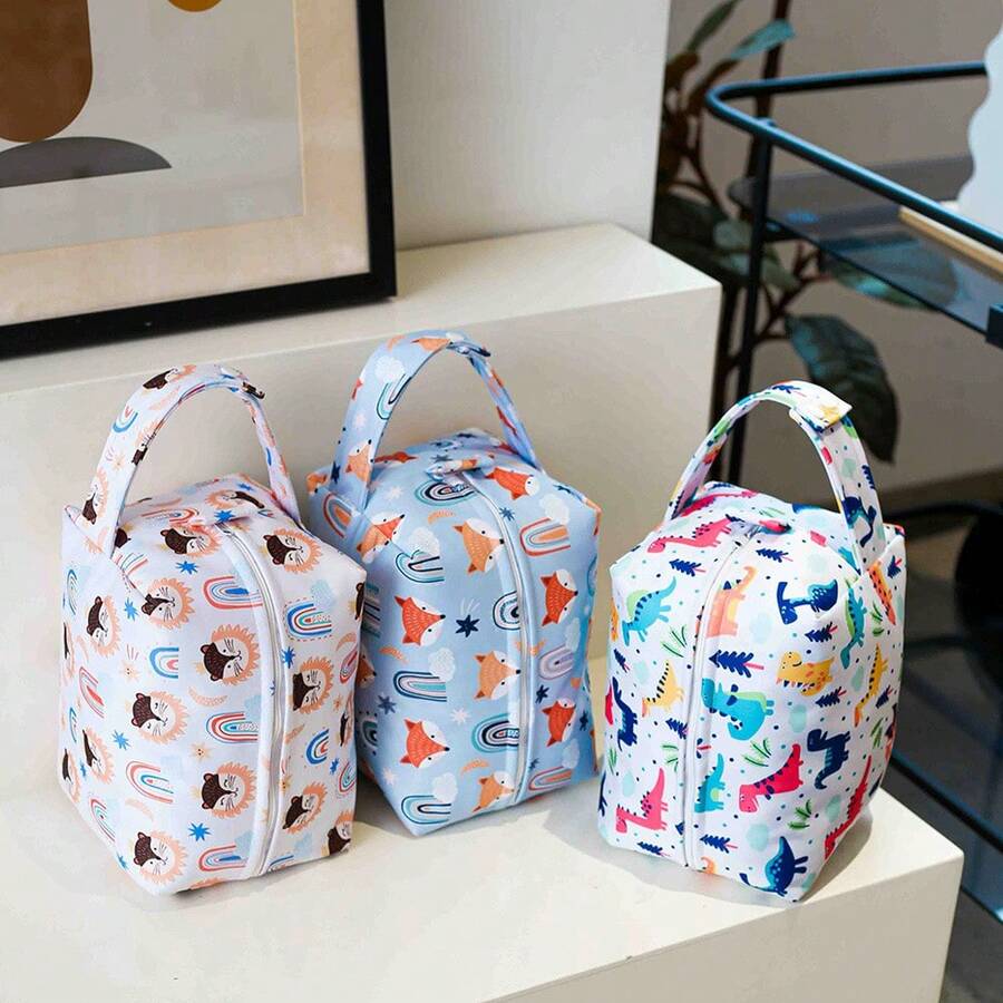 One Double-Layer Washable Bag, A Washable And Reusable Diaper Bag, A Dual-Use Wet And Dry Diaper Changing Bag, A Cloth Diaper Washable Bag, Used As A Storage Bag For Swimming, Camping, Traveling, Gym, And Beach - Blue Lion - View 1
