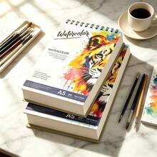 Professional A5 Spiral Sketchbook, Artistic Cover, Heavyweight Watercolor Paper For Wet & Dry Media, Premium Art Supplies For Teens & Adults, Perfect Holiday Gift - 21cm/8.3in * 14.8cm/5.8in - View 6