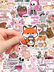 100pcs Funny Coffee Stickers Collection For Laptop Luggage Skateboard Guitar Room Decor Dly Graffiti Stickers - A - View 6